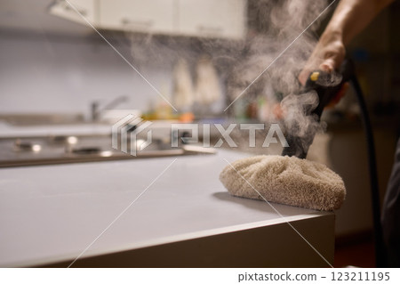 Achieving Efficient and Thorough Cleaning with a Steam Cleaner in a Modern Kitchen Setting Achieving Efficient and Thorough Cleaning with a Steam Cleaner in a Modern Kitchen Setting 123211195