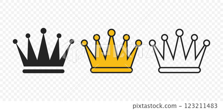 Vector Crown Icons Set. Flat Style Crown Icon Collection. Elegant Crown Icons. Various Royal Crowns 123211483