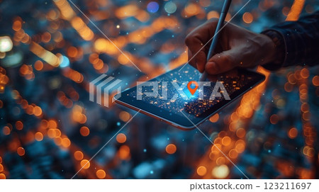 Closeup of wood pattern on tree with electric blue sky in the background 123211697