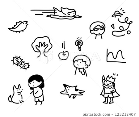 Cute hand-drawn illustrations that can be used as a focal point 123212407