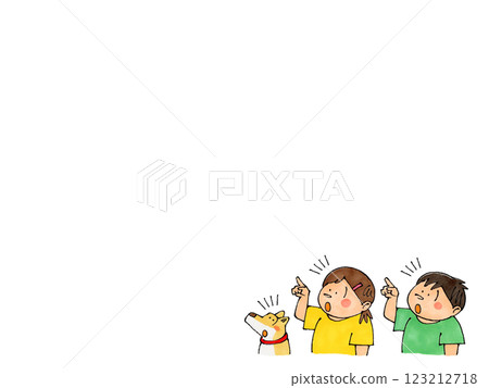 Pointing child and dog (notice) Copy space Pointing child and dog (notice) Copy space 123212718