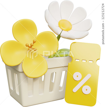 White daisy with rapeseed and coupon 3D grpahic 123212724
