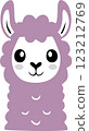 Llama, alpaca illustration in pink tones colors 123212769