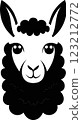 Llama, alpaca illustration in black and white tones colors 123212772