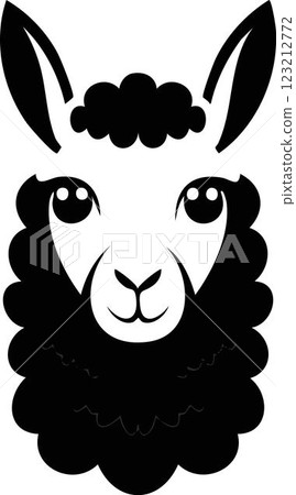 Llama, alpaca illustration in black and white tones colors Llama, alpaca illustration in black and white tones colors 123212772