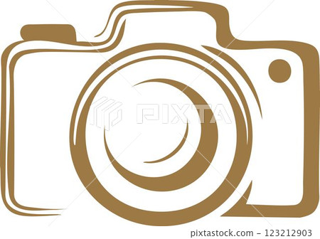 Golden photo camera vector icon on a white background Logo Golden photo camera vector icon on a white background Logo 123212903