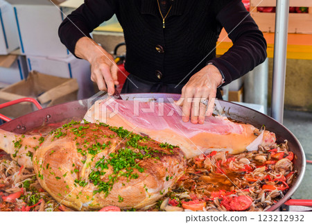 Big pan with the vegetables on a market Big pan with the vegetables on a market 123212932