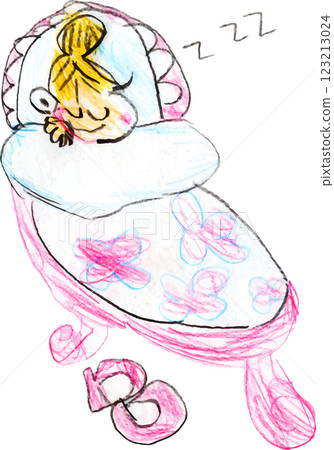Sleeping girl drawn by a child Sleeping girl drawn by a child 123213024
