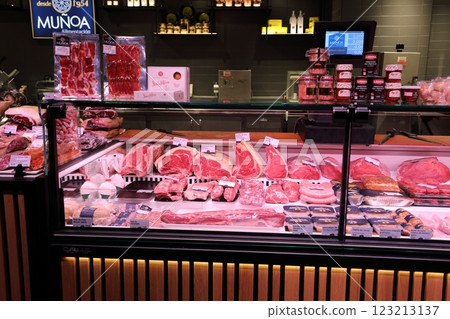 Butcher at a supermarket in San Sebastian Butcher at a supermarket in San Sebastian 123213137