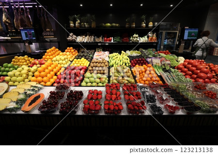 Fruit stand in a supermarket in San Sebastian Fruit stand in a supermarket in San Sebastian 123213138