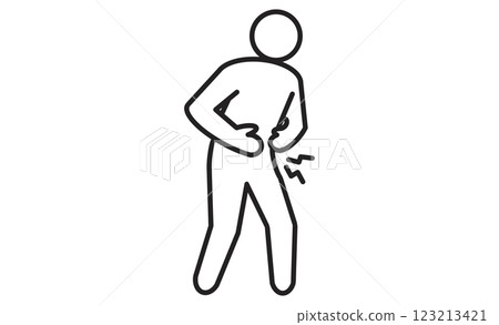 胃痛的人的簡單圖標說明 胃痛的人的簡單圖標說明 123213421