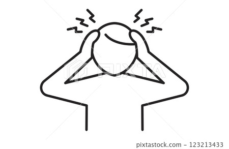 Simple icon illustration of a person suffering from a headache Simple icon illustration of a person suffering from a headache 123213433