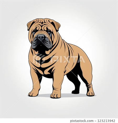 沙皮犬的耳朵和眼睛都很小，脖子又粗又結實。 123213942