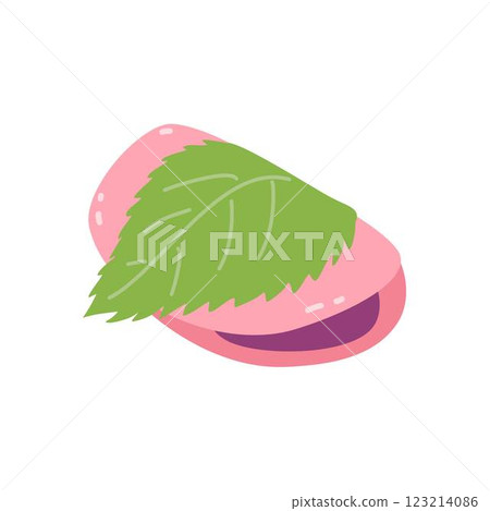 Sakura mochi Japanese dessert element illustration Sakura mochi Japanese dessert element illustration 123214086