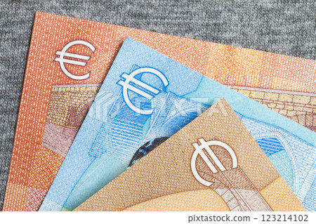 Close up of colorful euro money. Euro money background. 123214102