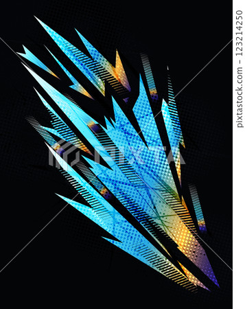 Abstract Fitness and Sports Background Concept with Blue and Orange Gradient Brush Strokes and Vibrant Halftone Effect. Suitable for Poster or Cover Design 123214250