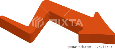 Zigzag downward arrow 3D illustration - downward, decreasing, downtrend 123214323