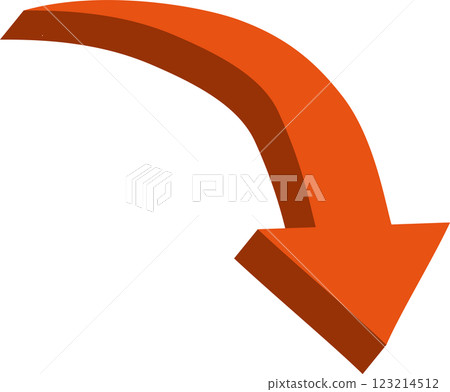 厚 3D 曲線箭頭-橘色向下箭頭圖 厚 3D 曲線箭頭-橘色向下箭頭圖 123214512