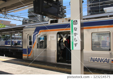 Information board at Nakamozu Station on the Nankai Railway's Senboku Expressway 123214575