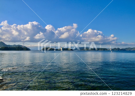從來島海峽大橋觀景台(愛媛郡今治市)眺望來島海峽大橋 從來島海峽大橋觀景台(愛媛郡今治市)眺望來島海峽大橋 123214829