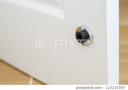 Door with a sleek lock mechanism. Door with a sleek lock mechanism. 123215397