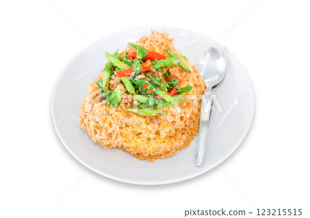 Stir-fried kale with minced and omelet, Thai food, Thailand Stir-fried kale with minced and omelet, Thai food, Thailand 123215515