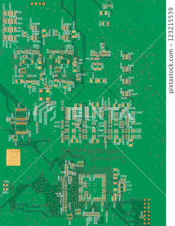Circuit board close-up with intricate components 123215539