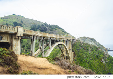 Bixby Creek Bridge on Highway in Big Sur, California, USA 123215596