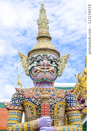 Demon Guardian in Wat Phra Kaew Bangkok Thailand Demon Guardian in Wat Phra Kaew Bangkok Thailand 123216018