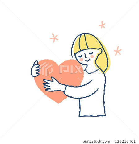 A woman holding a heart with great care 123216401