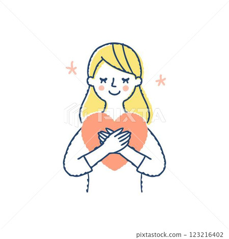 A woman holding a heart with both hands A woman holding a heart with both hands 123216402