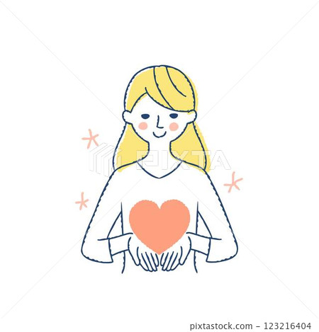 一個女人小心翼翼地捧著一顆心 123216404