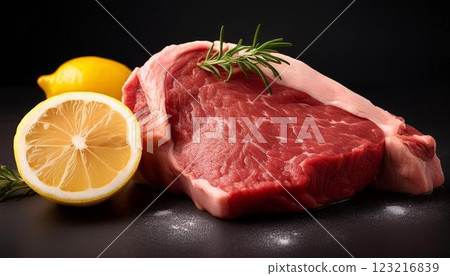 新鮮生肉和檸檬嘶嘶聲5 123216839