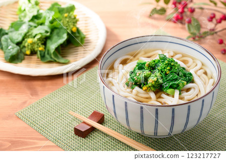 Taste of Spring: Rape Blossom Udon Taste of Spring: Rape Blossom Udon 123217727