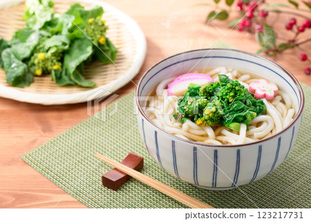 Taste of Spring: Rape Blossom Udon Taste of Spring: Rape Blossom Udon 123217731