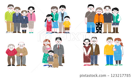 用色鉛筆繪製的各種形狀的家庭插圖 用色鉛筆繪製的各種形狀的家庭插圖 123217785