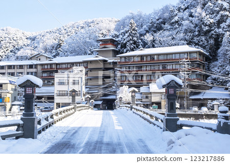 Misasa hot spring snow scene Misasa hot spring snow scene 123217886