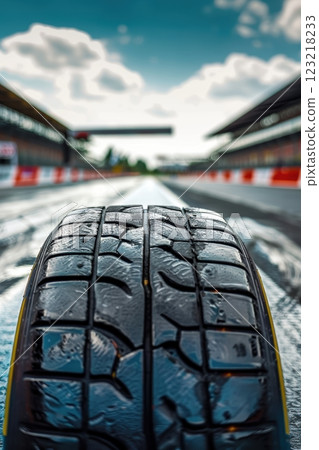 High-Speed Racing Tire Tread Design on Racetrack for Optimal Grip and Durability High-Speed Racing Tire Tread Design on Racetrack for Optimal Grip and Durability 123218233