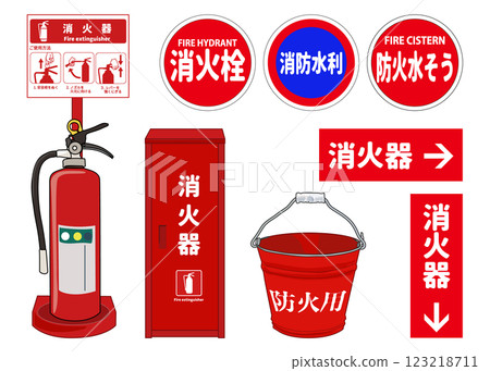 滅火器及消防安全標誌插畫集(含滅火器箱、消防栓、消防水箱)向量素材 滅火器及消防安全標誌插畫集(含滅火器箱、消防栓、消防水箱)向量素材 123218711