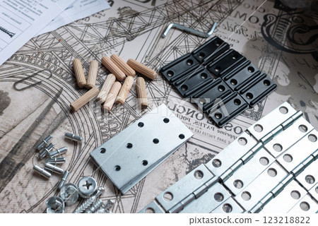 Elements and tools for furniture assembly 123218822