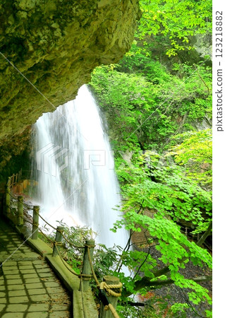 Fresh green lightning waterfall 123218882