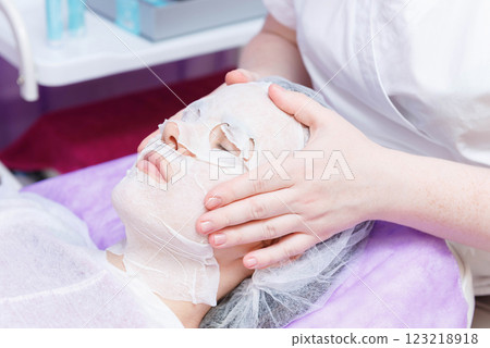 Professional carboxytherapy for young woman in spa salon. 123218918