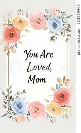Elegant Mother's Day Card with Pastel Floral Borders and Heartfelt Message 123219409