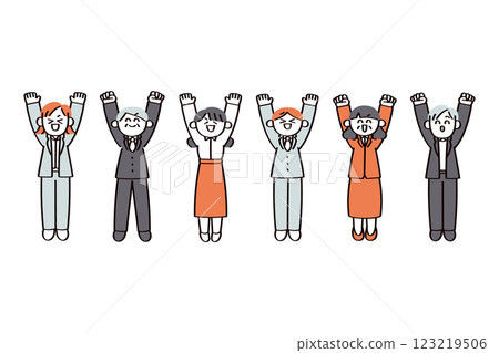 一組工人歡呼雀躍的插圖 123219506