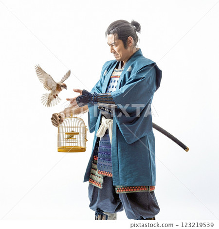 武士釋放籠中的鳥 123219539