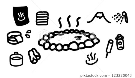 手繪向量圖示集溫泉與露天浴池 123220043