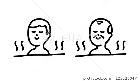 手繪向量插圖，描繪一位老人和一位男士在浴缸中放鬆 123220047