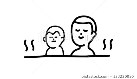Hand-drawn vector illustration of a monkey and a boy relaxing in a bath together 123220050