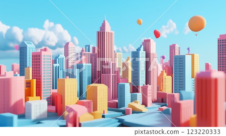 Colorful city 3D illustration 123220333