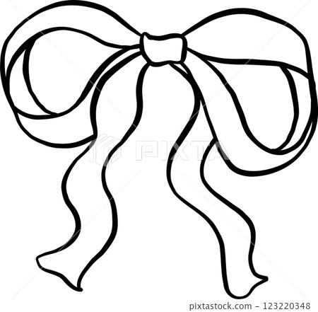 Retro Ribbon Bow Hand Drawn Outline Retro Ribbon Bow Hand Drawn Outline 123220348
